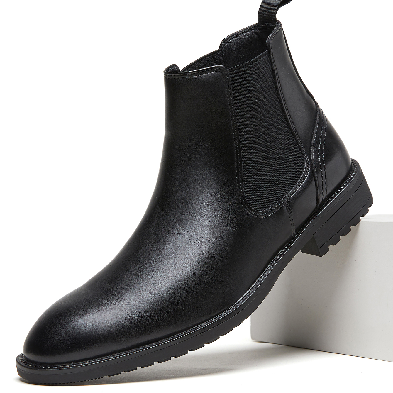 Men Formal Wear Office - Men Leather Chelsea Boots Slip-On Ankle
