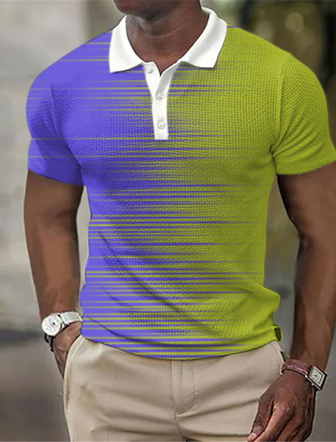 Men'S Polo Formal Wear - Men's Striped Polo Shirts Golf Shirt