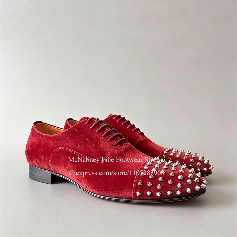 Men'S Style Formal Wear - Spike Studs Leather Dress Shoes Lace