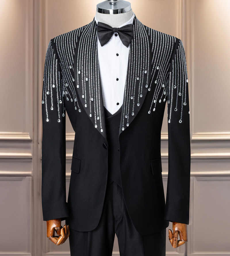 Luxury Rhinestone Men Suits 2  - Formal Men Party Wear Jacket บทวิจารณ์และราคา