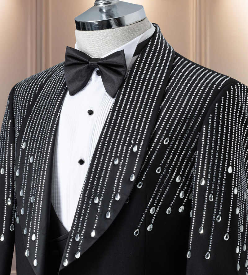 Luxury Rhinestone Men Suits 2  - Formal Men Party Wear Jacket บทวิจารณ์และราคา