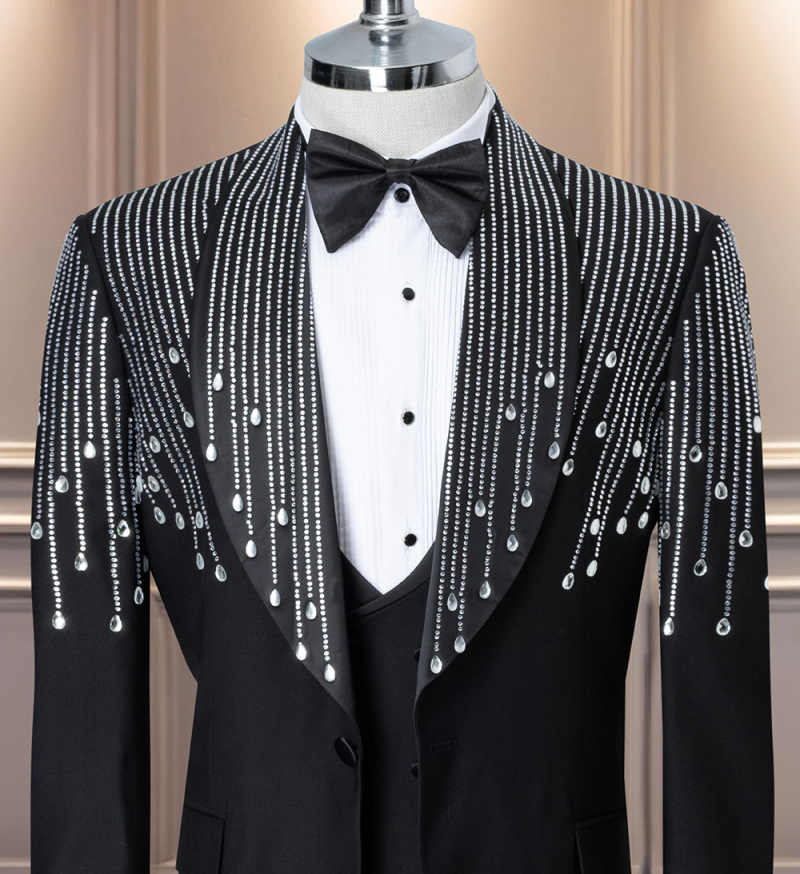 Luxury Rhinestone Men Suits 2  - Formal Men Party Wear Jacket บทวิจารณ์และราคา