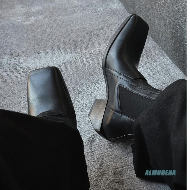 Square Toe Men's Black Leather - Men'S Formal Style บทวิจารณ์และราคา