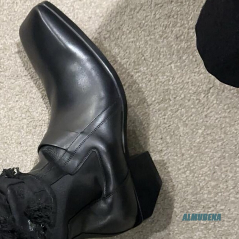 Square Toe Men's Black Leather - Men'S Formal Style บทวิจารณ์และราคา