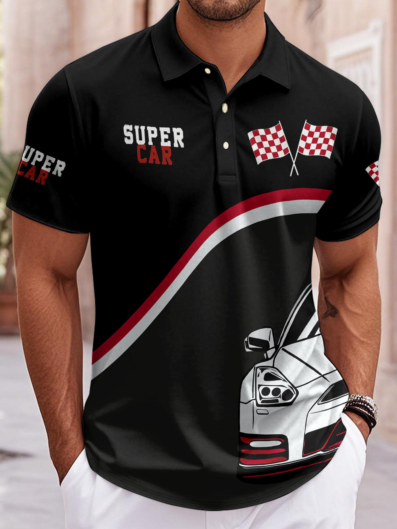 Men's Racing Pattern Printed C - Men'S Polo Formal Wear บทวิจารณ์และราคา