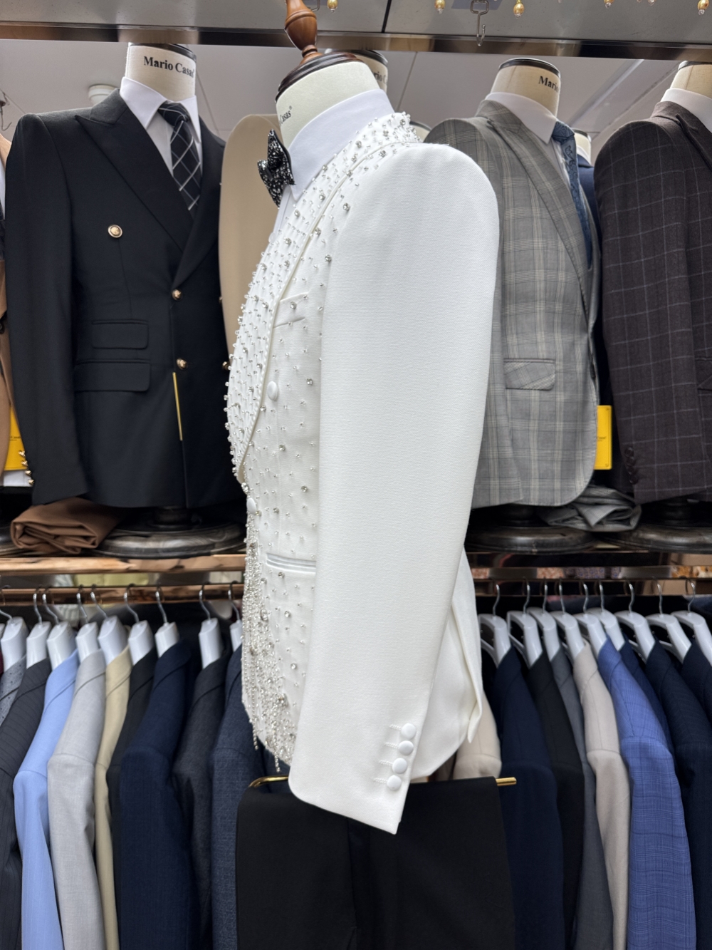Silver Beaded Crystal Suit Jac - Formal Men Party Wear Jacket บทวิจารณ์และราคา