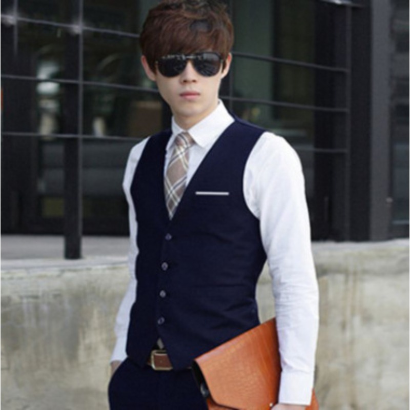 Men British Slim Fit Suit Vest - Men Formal Wear Office บทวิจารณ์และราคา