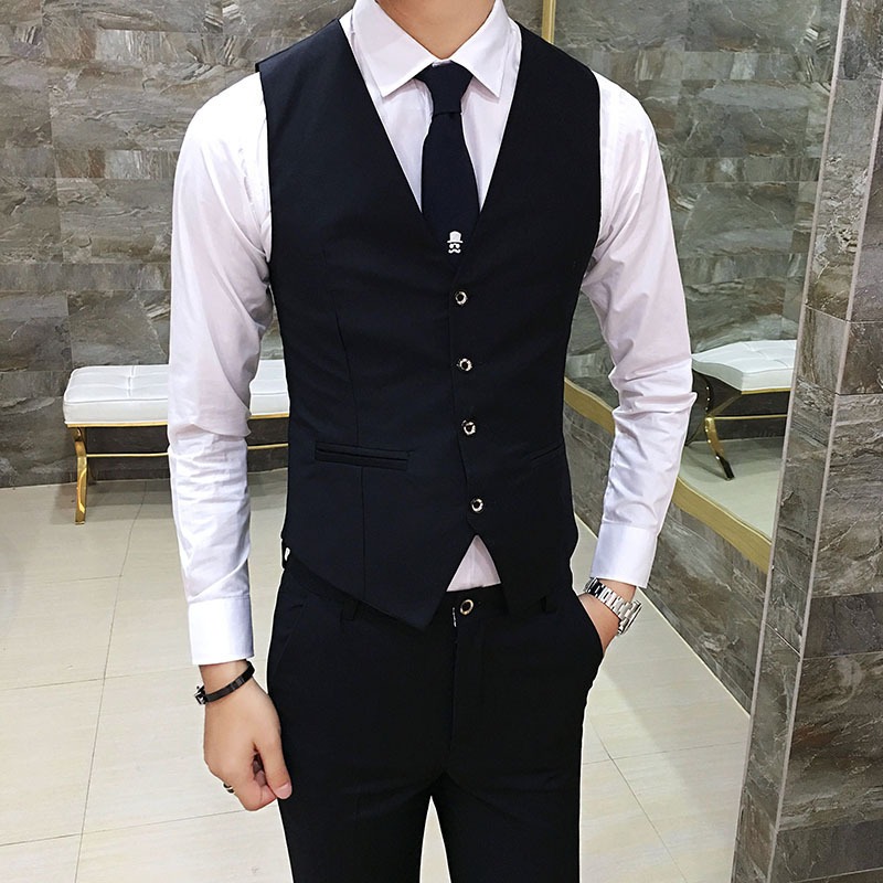 Men British Slim Fit Suit Vest - Men Formal Wear Office บทวิจารณ์และราคา