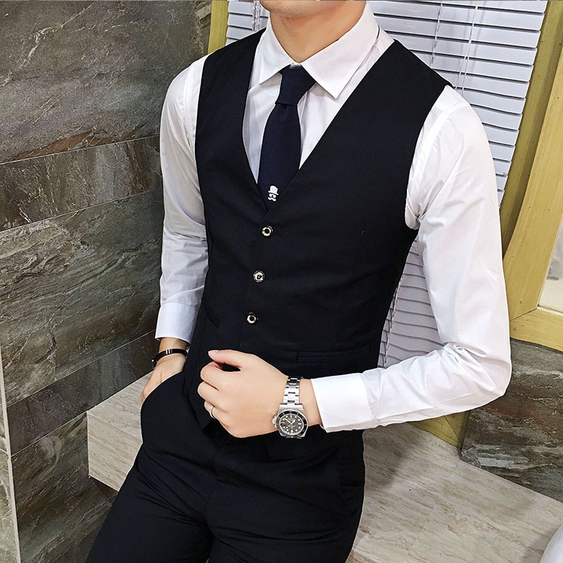 Men British Slim Fit Suit Vest - Men Formal Wear Office บทวิจารณ์และราคา