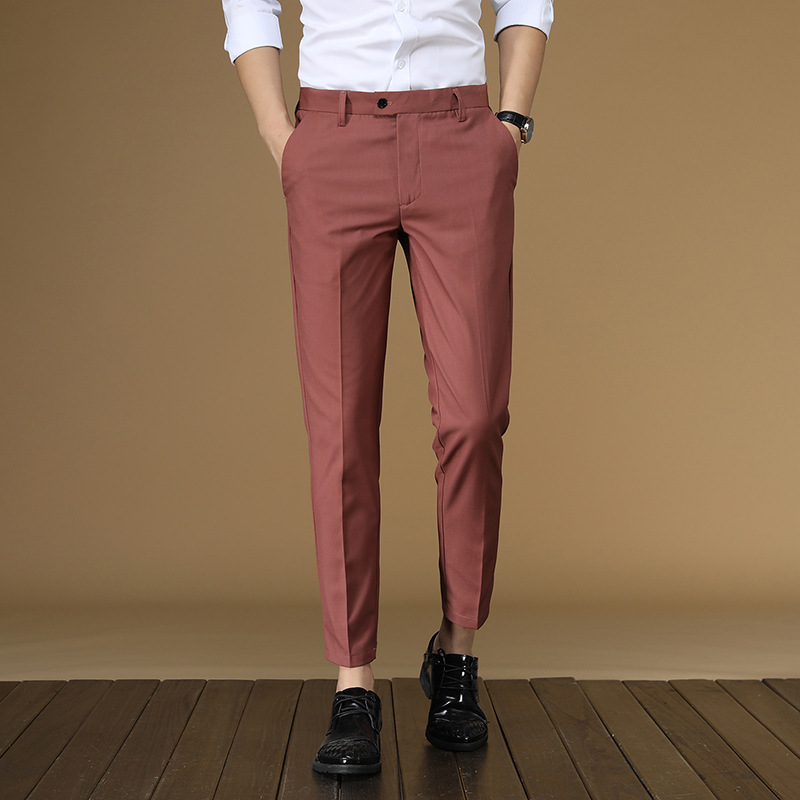 Summer Suit Pants Men Red Blac - Men Formal Wear Office บทวิจารณ์และราคา