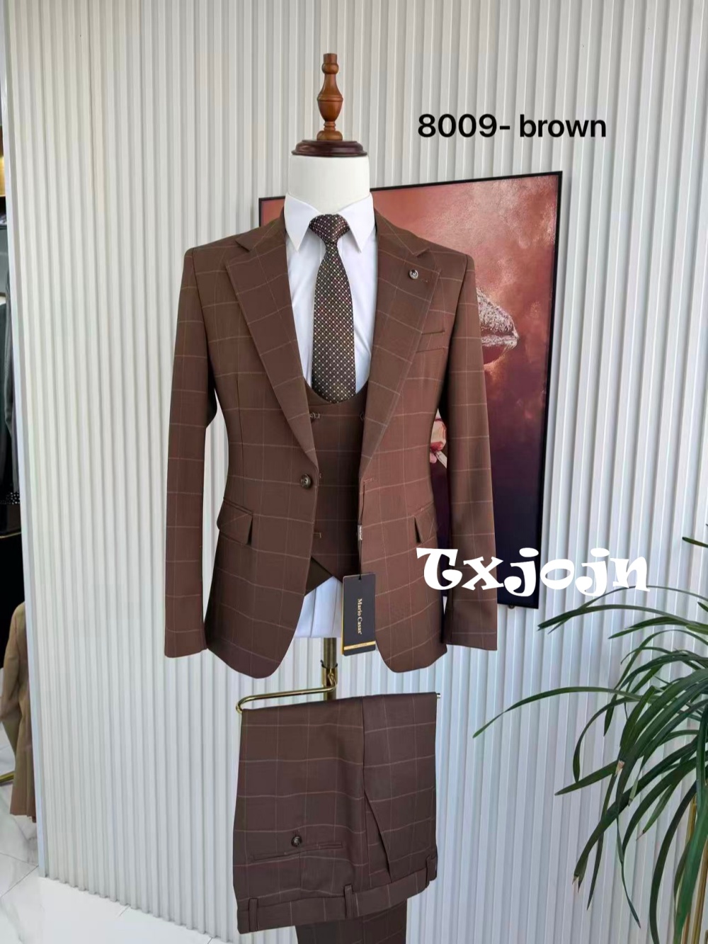 Men's Plaid Tuxedo 3 Pieces Ja - Men Formal Wear Office บทวิจารณ์และราคา