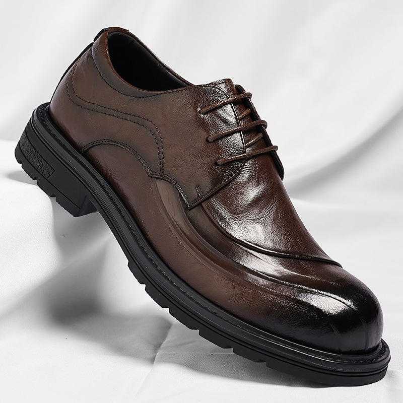 Brown Burnished Genuine Leathe - Men Formal Wear Office บทวิจารณ์และราคา