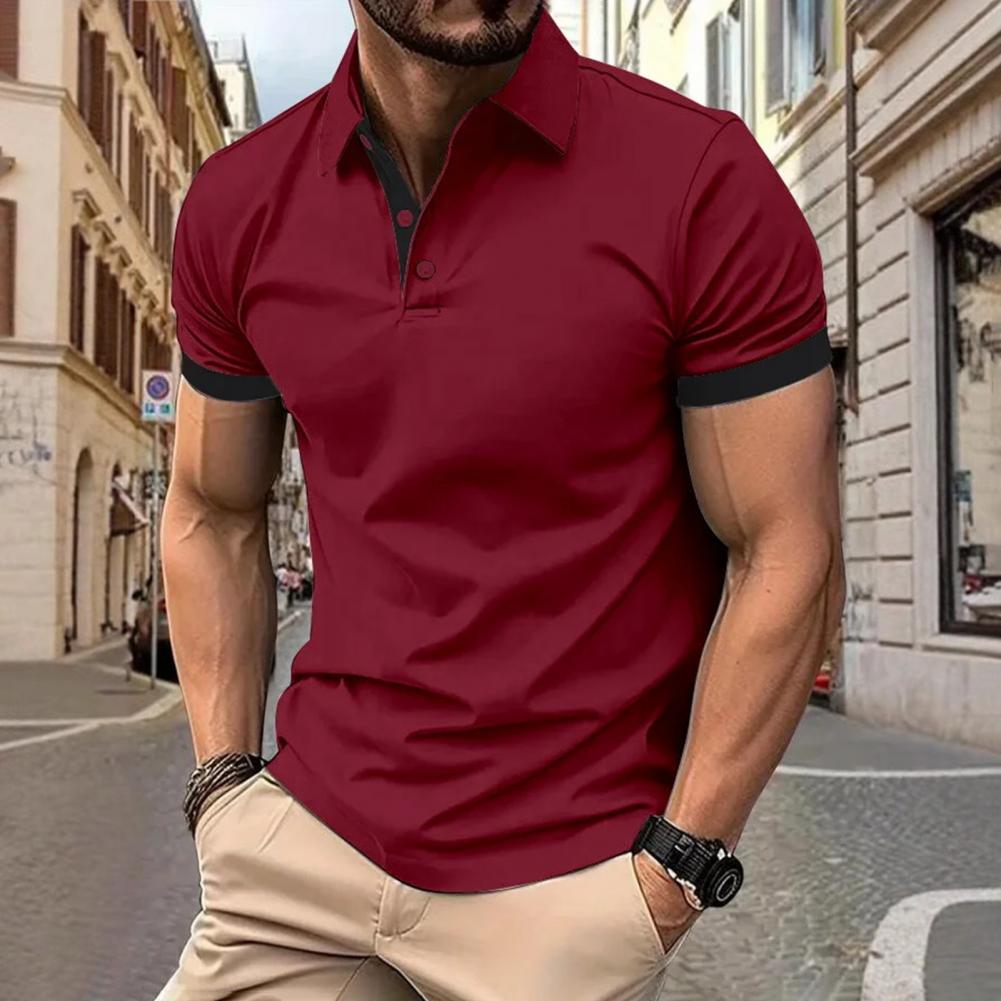 Men Tops Lapel Short Sleeve Ca - Men'S Polo Formal Wear บทวิจารณ์และราคา