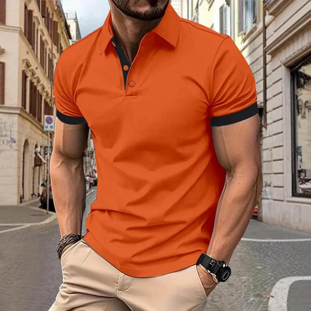 Men Tops Lapel Short Sleeve Ca - Men'S Polo Formal Wear บทวิจารณ์และราคา