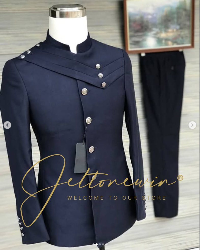 Men's Navy Blue Suit Set with  - Men'S Style Formal Wear บทวิจารณ์และราคา