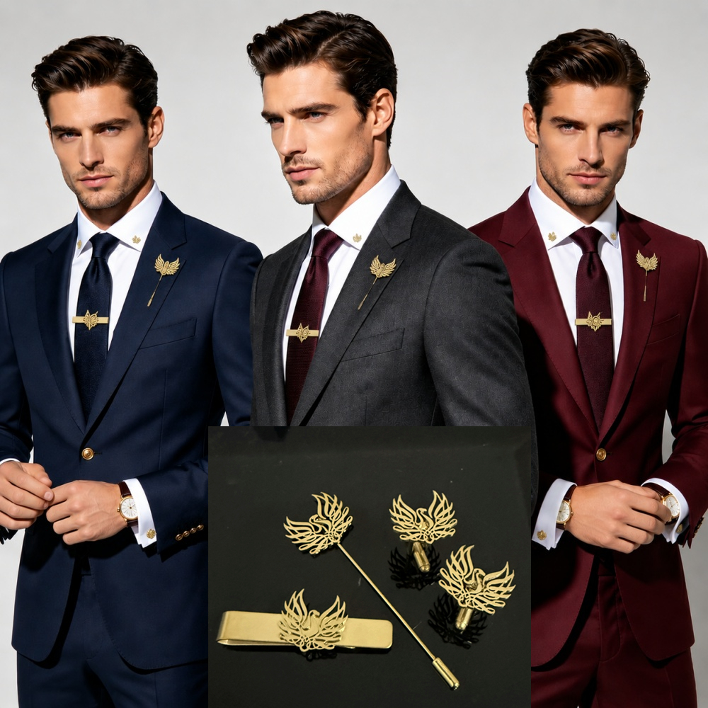 Custom Cufflink Tie Set Bar Pe - Formal Wear For Men In Wedding บทวิจารณ์และราคา