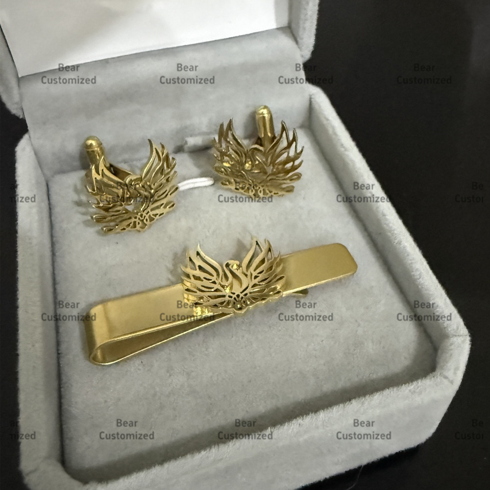 Custom Cufflink Tie Set Bar Pe - Formal Wear For Men In Wedding บทวิจารณ์และราคา