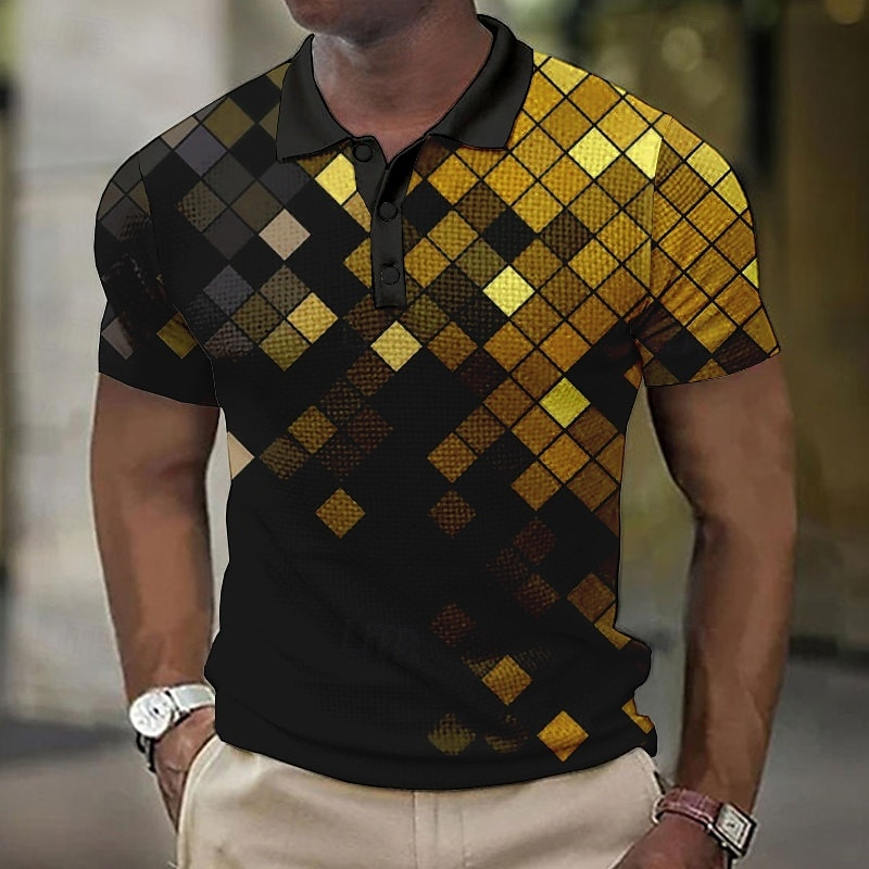 Men's Geometric Waffle Polo Sh - Men'S Polo Formal Wear บทวิจารณ์และราคา