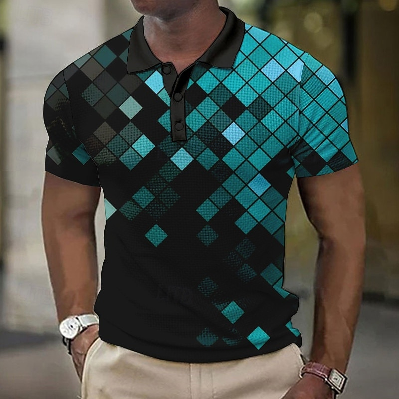 Men's Geometric Waffle Polo Sh - Men'S Polo Formal Wear บทวิจารณ์และราคา