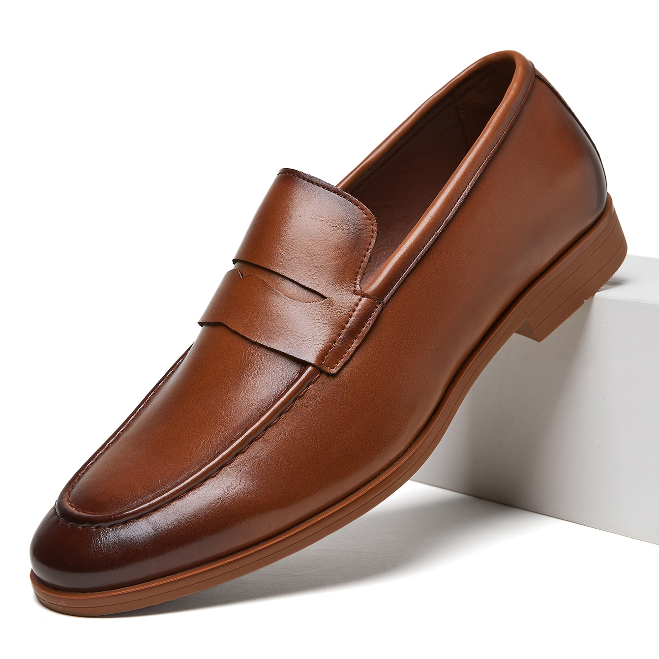 Men's Leather Loafers Slip-On  - Men Formal Wear Office บทวิจารณ์และราคา