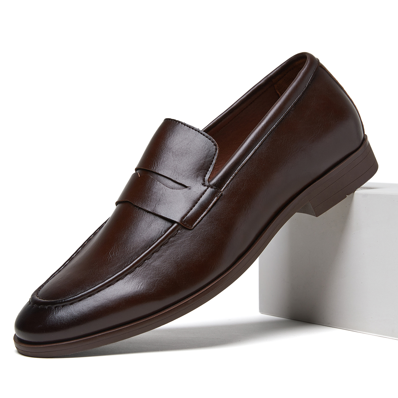 Men's Leather Loafers Slip-On  - Men Formal Wear Office บทวิจารณ์และราคา