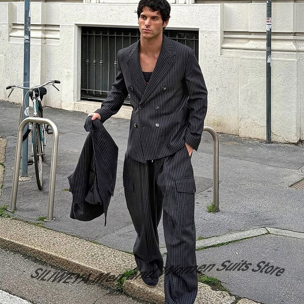 Elegant Man Suit Pinstripe Dou - Formal Men Party Wear Jacket บทวิจารณ์และราคา