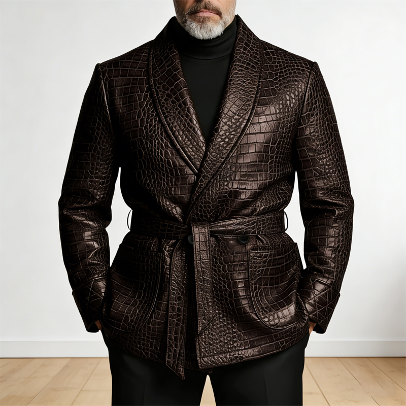  Men's Crocodile Pattern Leat - Formal Men Party Wear Jacket บทวิจารณ์และราคา