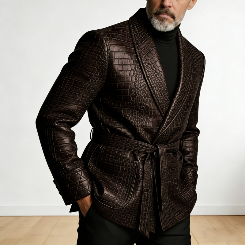  Men's Crocodile Pattern Leat - Formal Men Party Wear Jacket บทวิจารณ์และราคา
