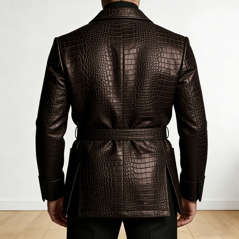  Men's Crocodile Pattern Leat - Formal Men Party Wear Jacket บทวิจารณ์และราคา