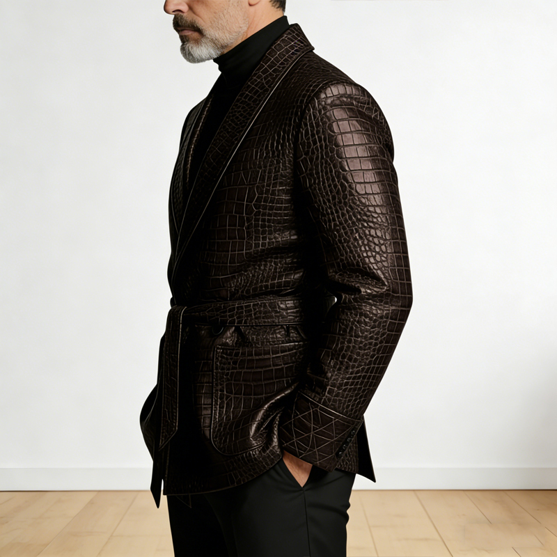  Men's Crocodile Pattern Leat - Formal Men Party Wear Jacket บทวิจารณ์และราคา