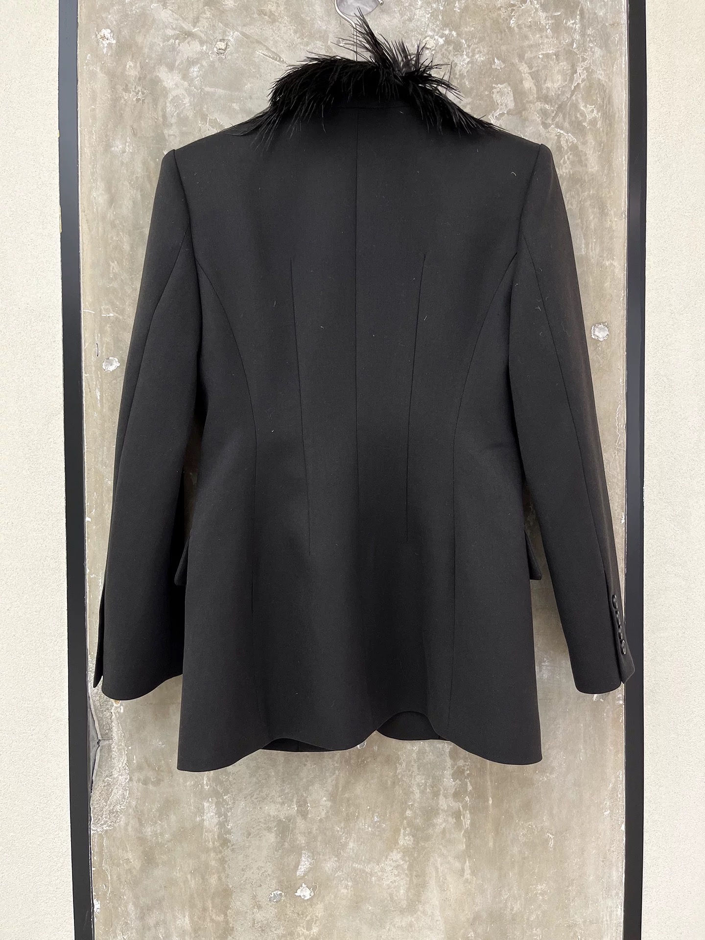 Ostrich fur collar suit jacket - Wool Suit Jacket บทวิจารณ์และราคา