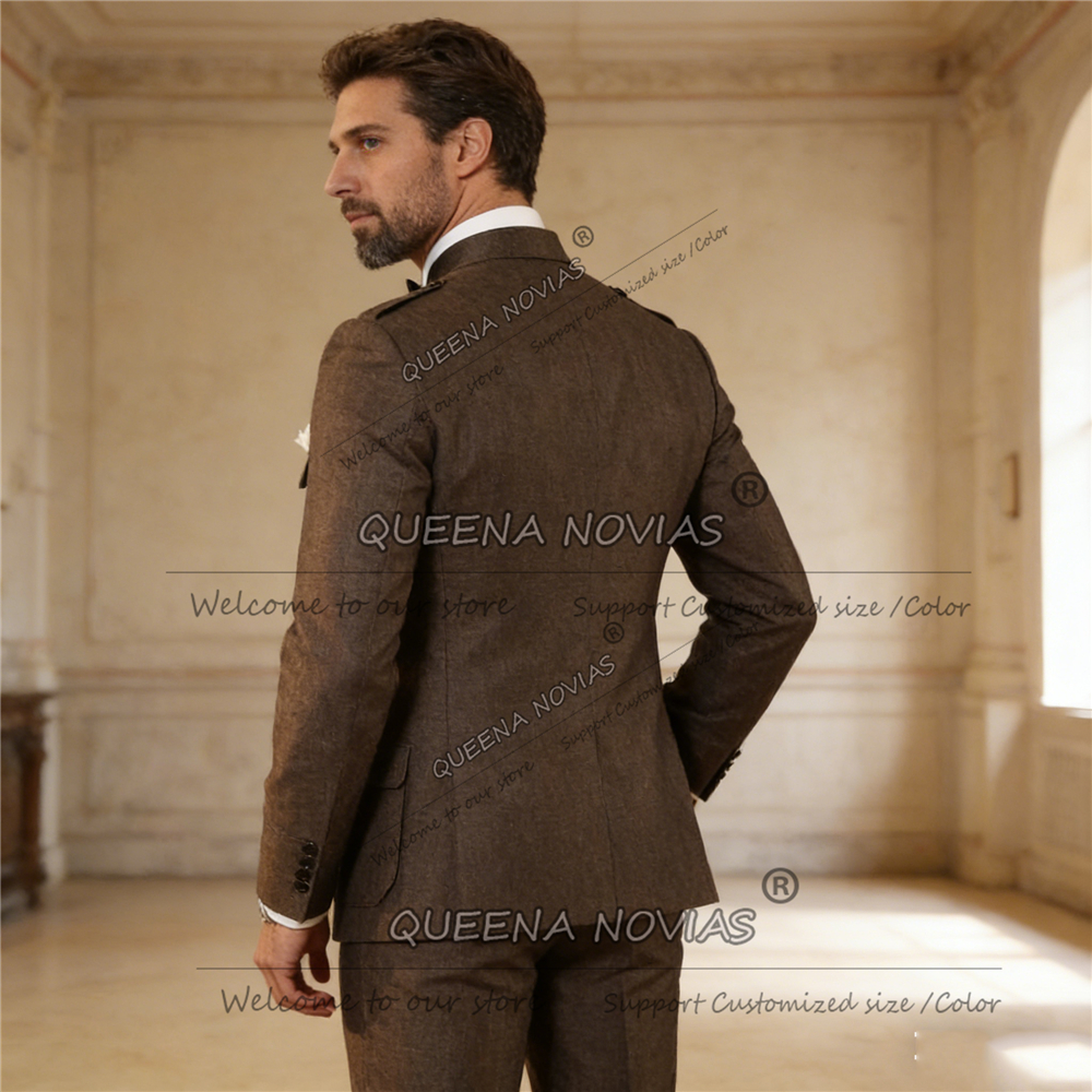 Classic Brown Suits Men Safari - Men'S Style Formal Wear บทวิจารณ์และราคา