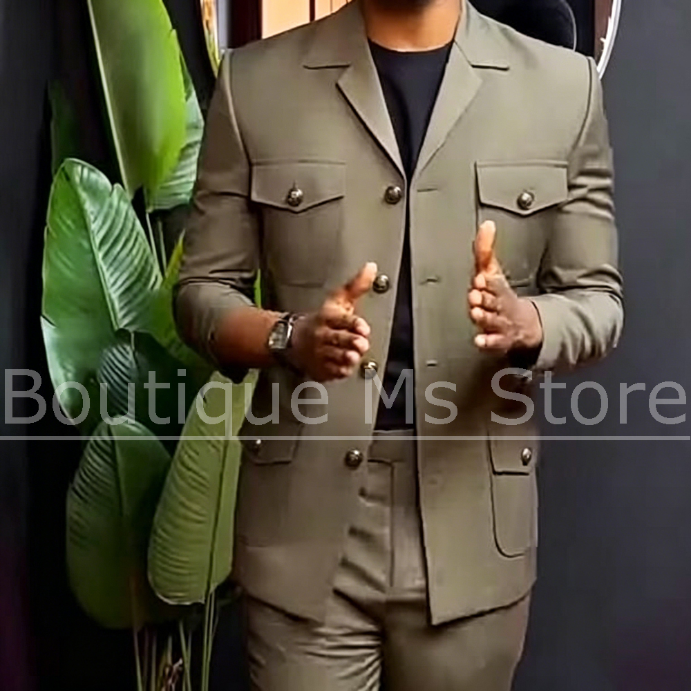 Men Safari Suit Two Piece Set  - Men Formal Wear Office บทวิจารณ์และราคา