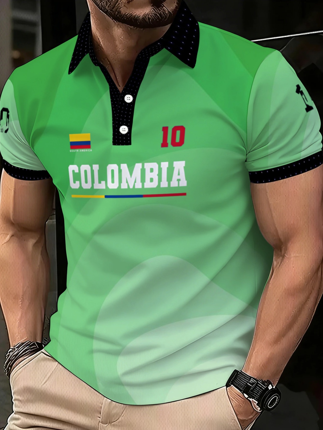 Men's Green Polyester Polo Shi - Men'S Polo Formal Wear บทวิจารณ์และราคา