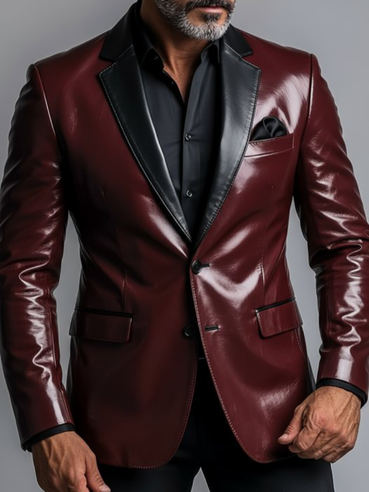 Men's PU Leather Blazer Single - Men Formal Wear Office บทวิจารณ์และราคา