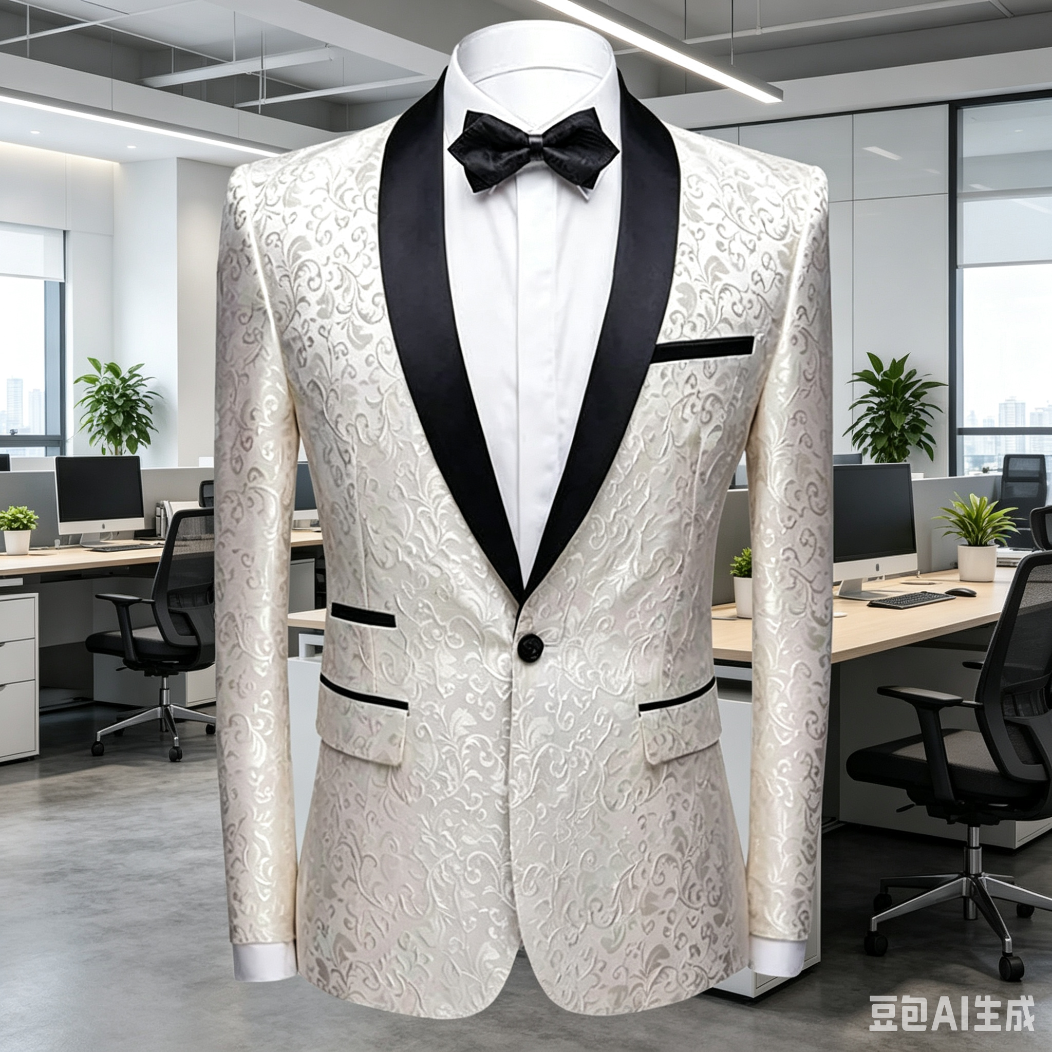 White Jacquard Wedding Men Sui - Formal Men Party Wear Jacket บทวิจารณ์และราคา