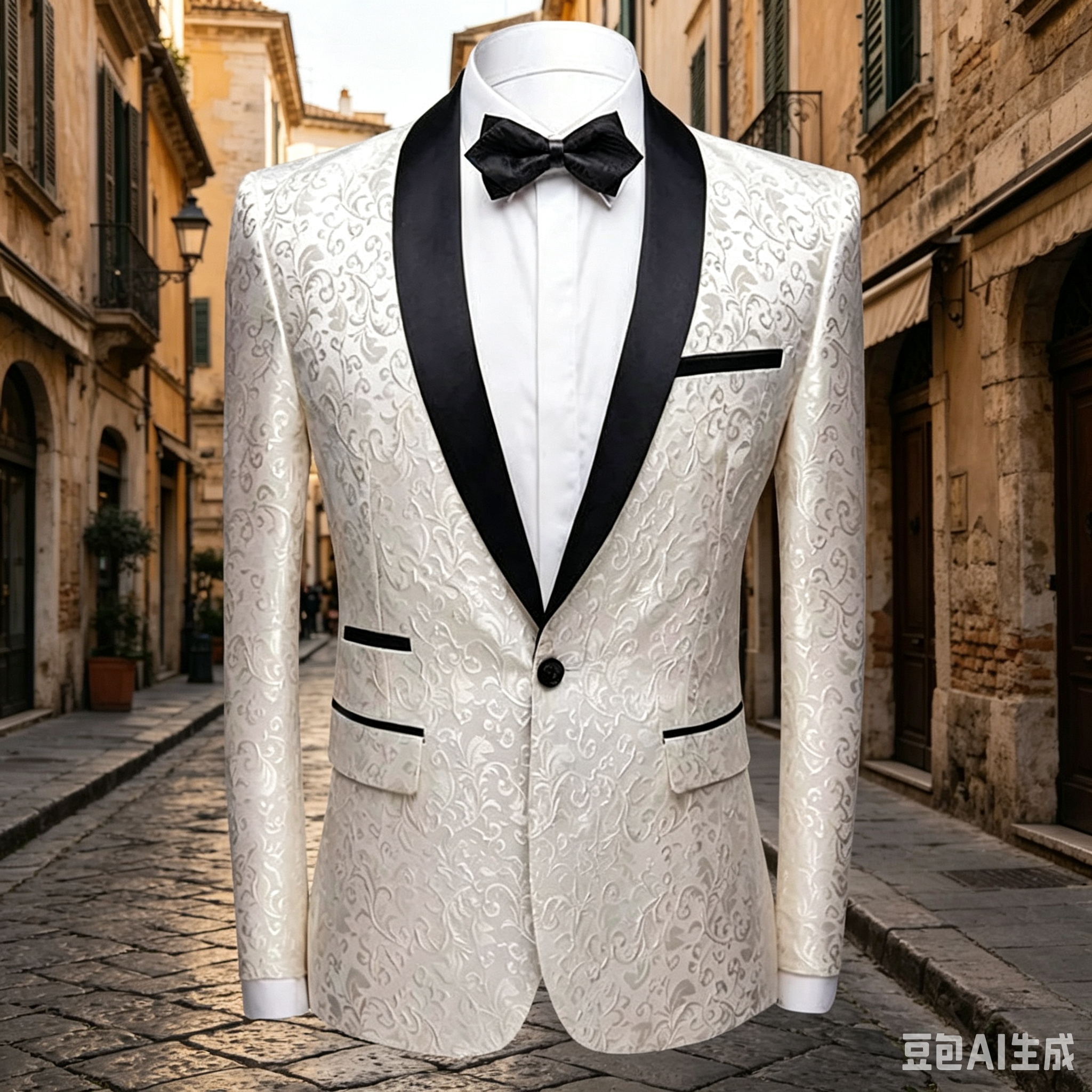White Jacquard Wedding Men Sui - Formal Men Party Wear Jacket บทวิจารณ์และราคา