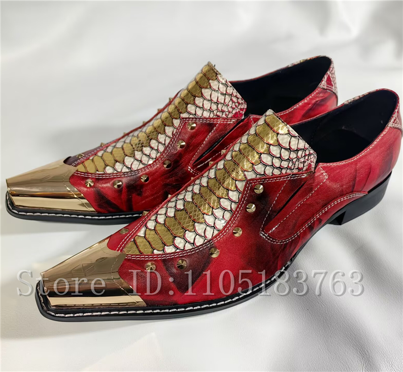 Baroque Style Red Snake Print  - Men'S Formal Style บทวิจารณ์และราคา