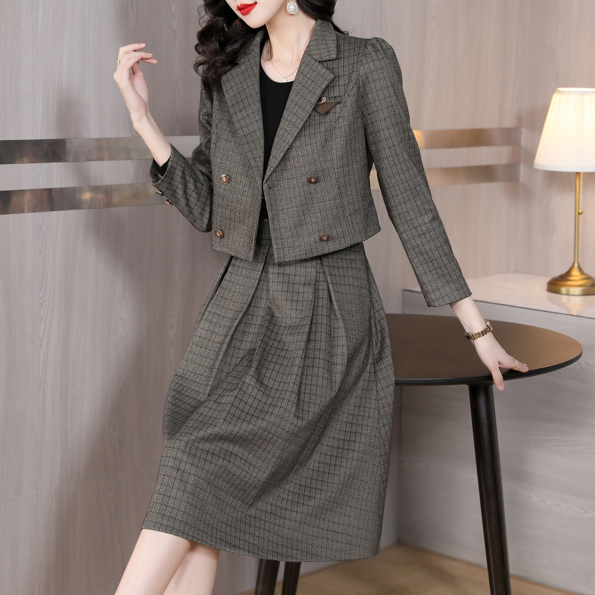 2024 Autumn Female Two Piece W - Wool Suit Jacket บทวิจารณ์และราคา